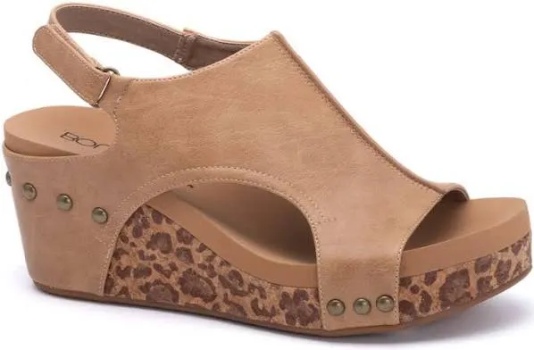 Carley Wedge in Taupe Leopard