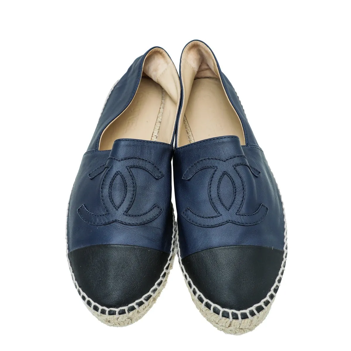 Chanel Bicolor CC Cap Toe Espadrille 38