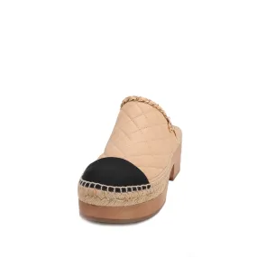 Chanel Bicolor CC Chain Espadrille Wooden Mules 38