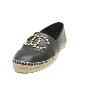Chanel Black CC Crystal Espadrille Flat 39