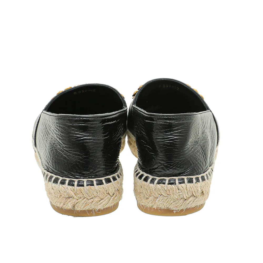 Chanel Black CC Crystal Espadrille Flat 39