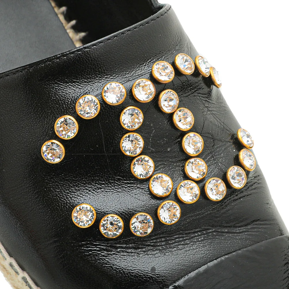 Chanel Black CC Crystal Espadrille Flat 39