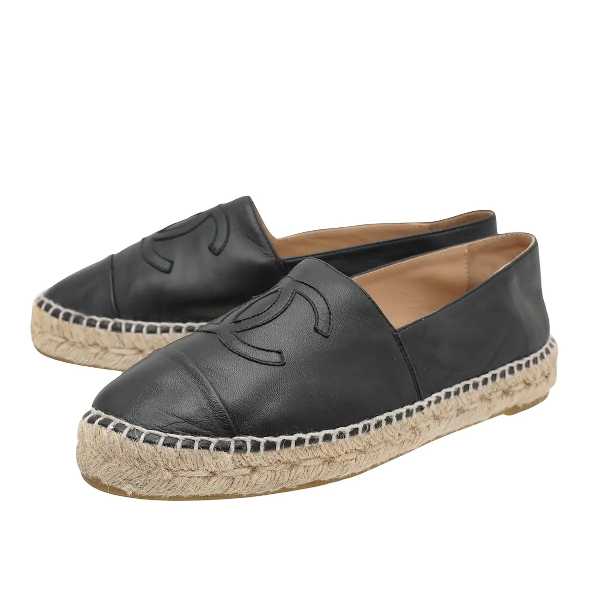 Chanel Black CC Espadrille 37