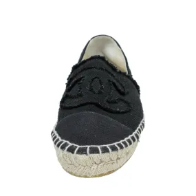 Chanel Black CC Linen Espadrille 39
