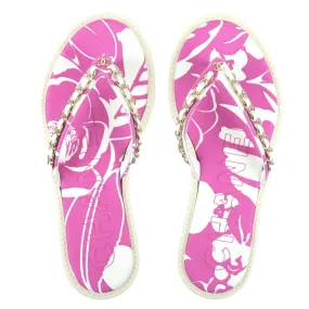 CHANEL Coco Beach Flip Flop Canvas Leather Pink US5.5 EUR36 G35965 Used