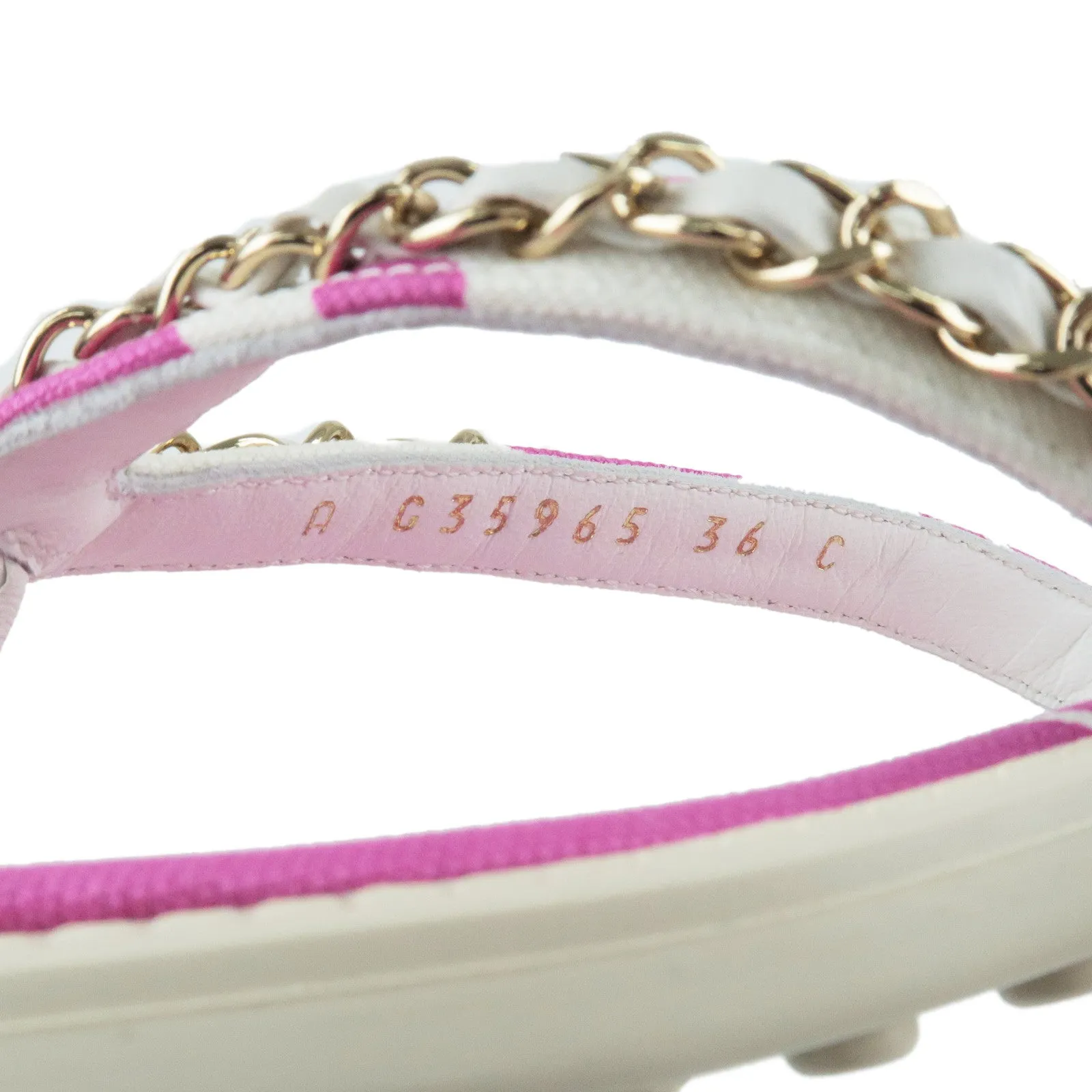 CHANEL Coco Beach Flip Flop Canvas Leather Pink US5.5 EUR36 G35965 Used