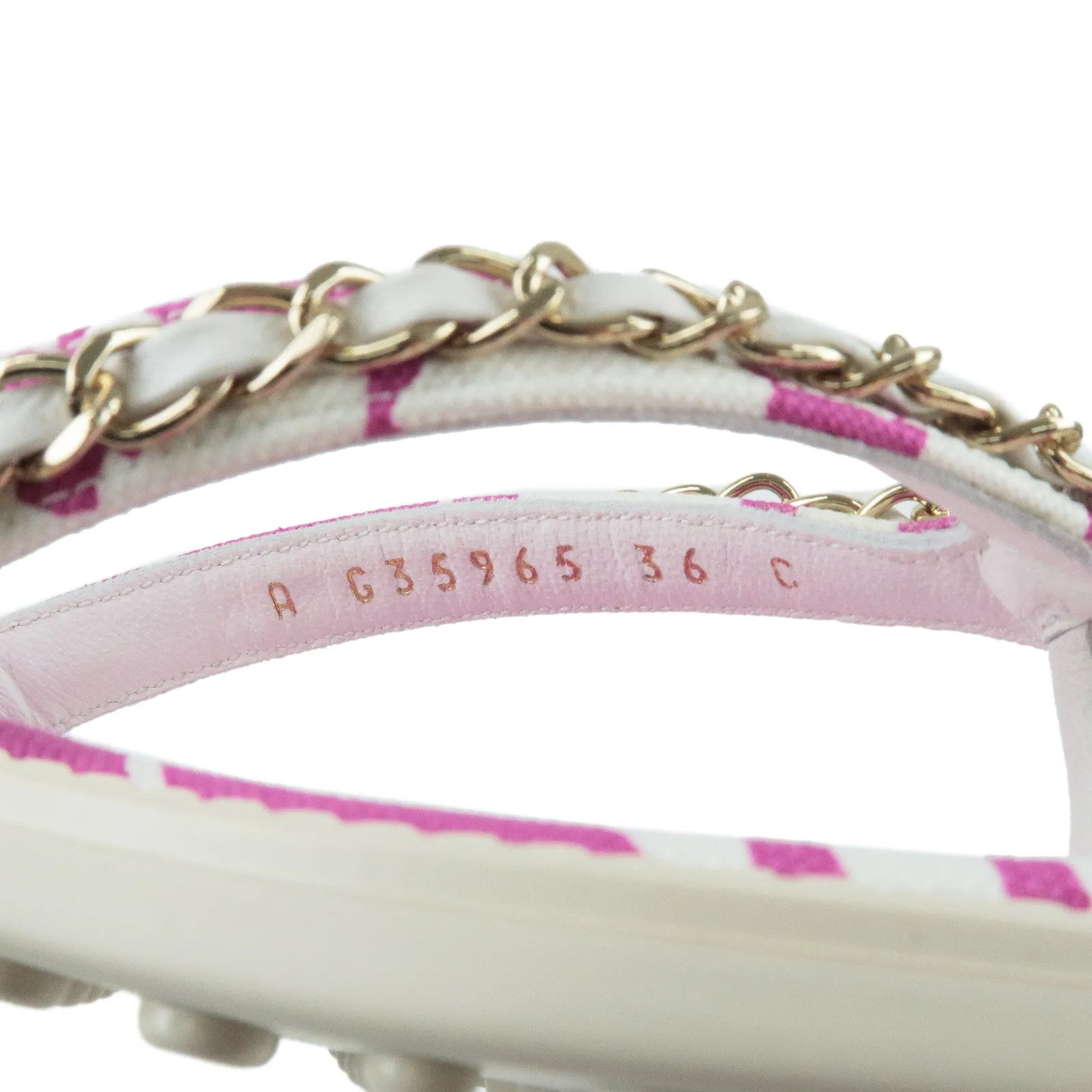 CHANEL Coco Beach Flip Flop Canvas Leather Pink US5.5 EUR36 G35965 Used