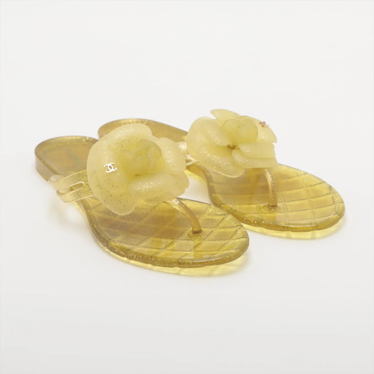 Chanel Coco Camellia Laver Beach Sandal 36  Yellow Earl