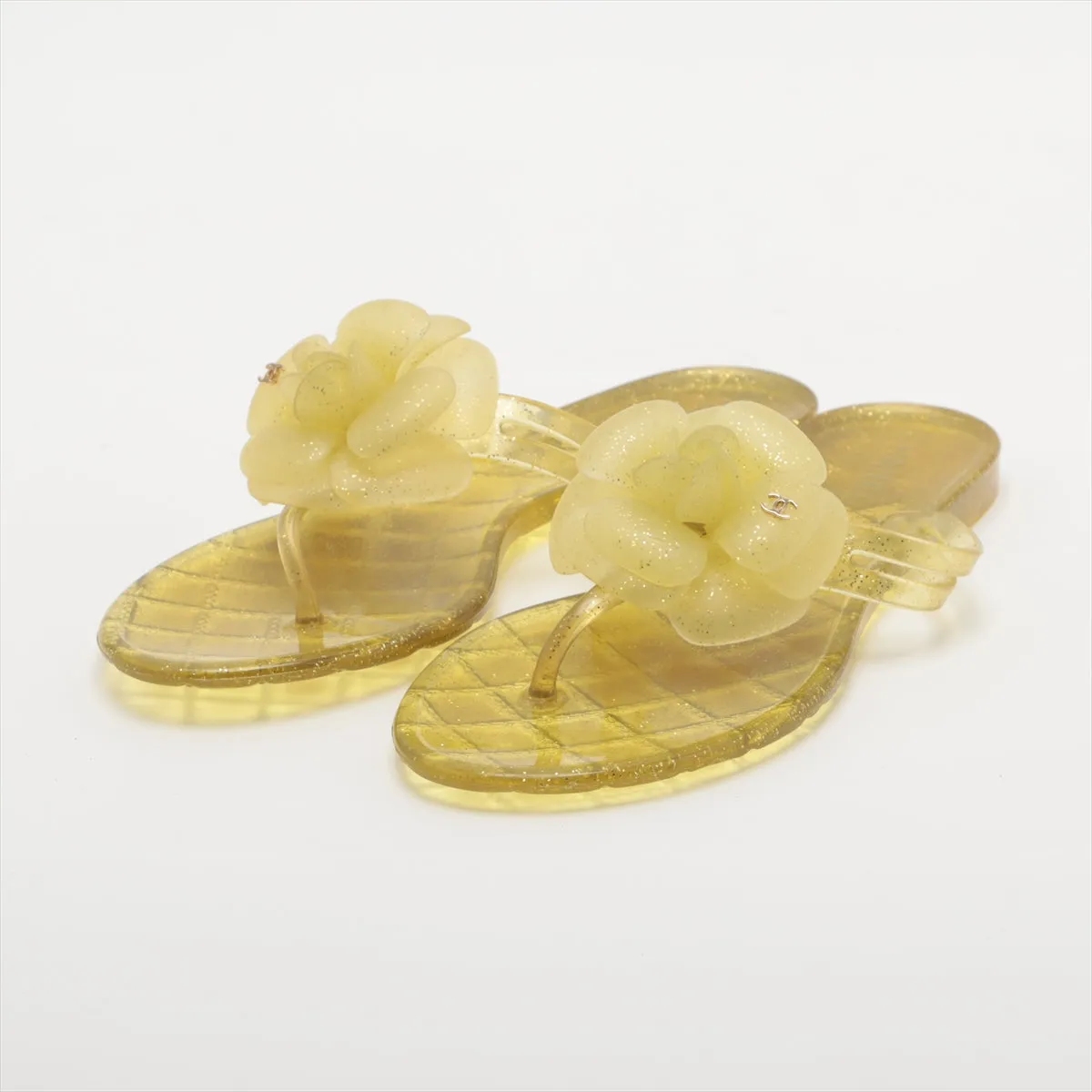 Chanel Coco Camellia Laver Beach Sandal 36  Yellow Earl