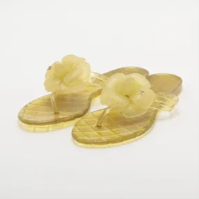 Chanel Coco Camellia Laver Beach Sandal 36  Yellow Earl