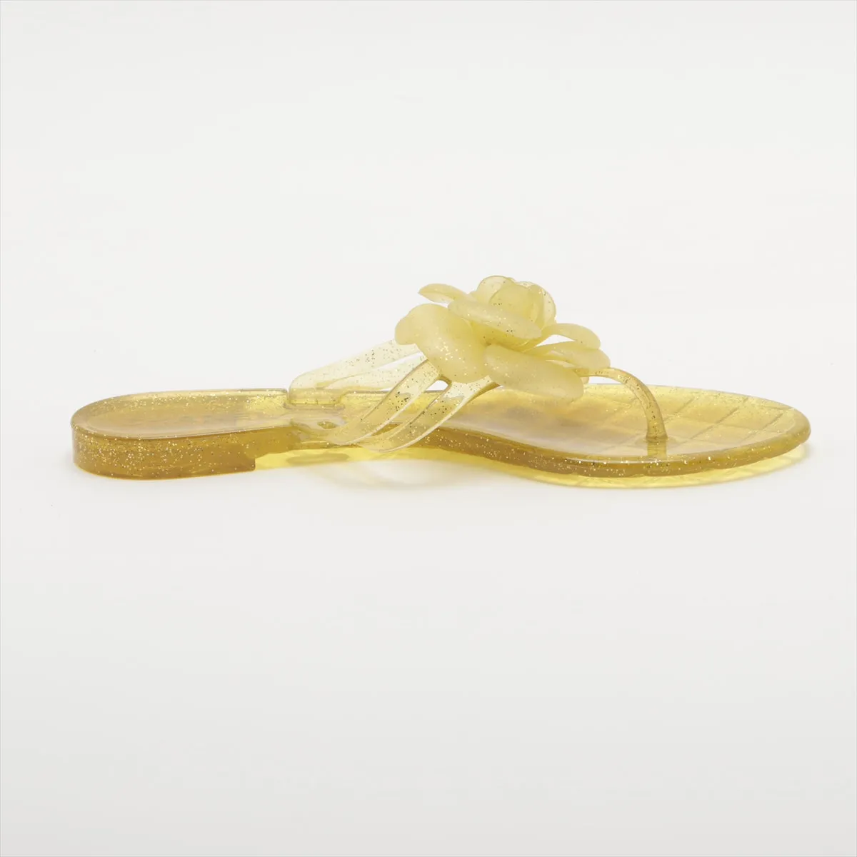 Chanel Coco Camellia Laver Beach Sandal 36  Yellow Earl