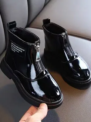 Girls Breathable Zip-Up Leather Boots By Liv and Mia
