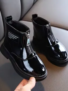 Girls Breathable Zip-Up Leather Boots By Liv and Mia