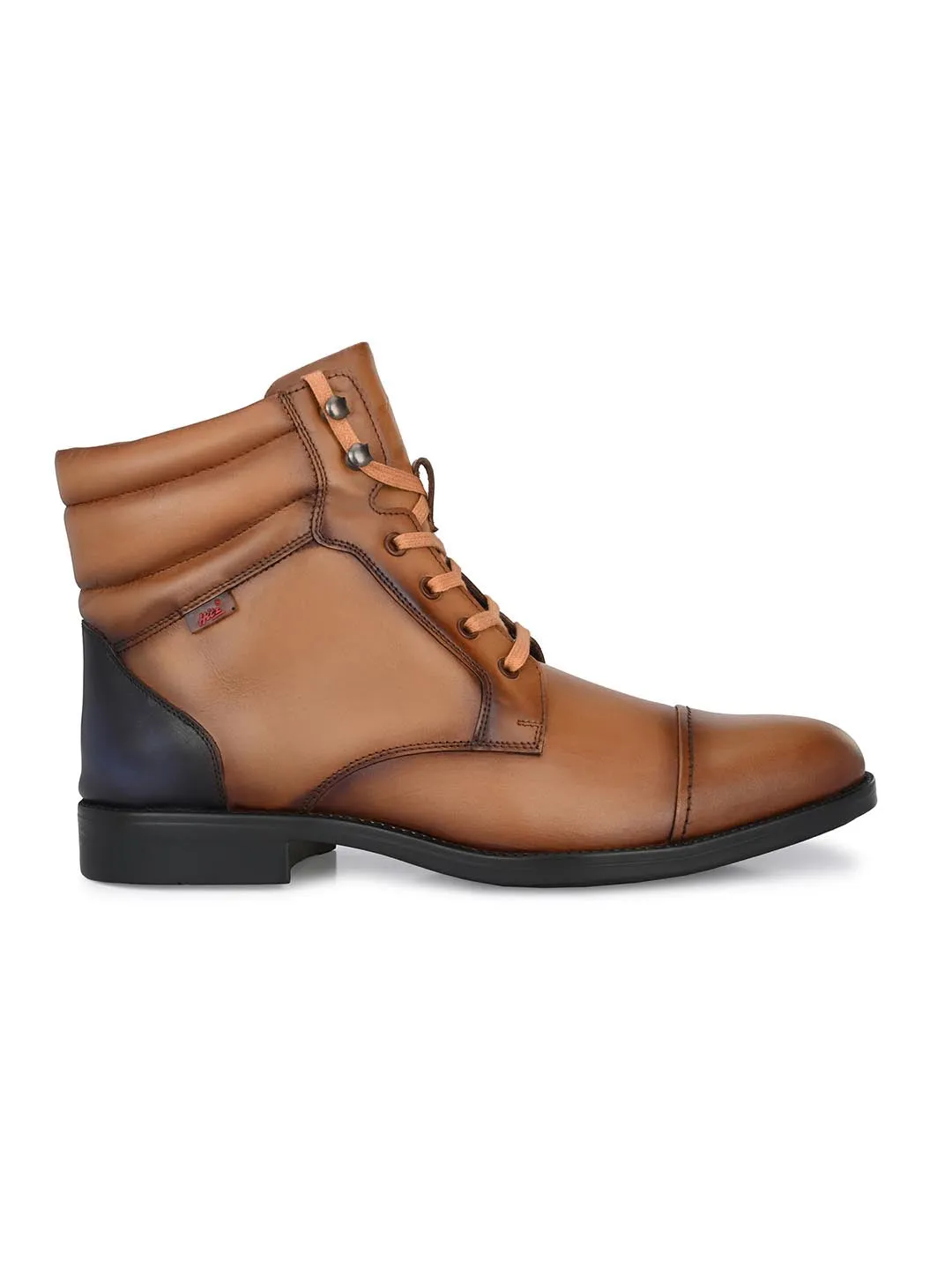 Hitz Men's Tan Leather Boots with Laces