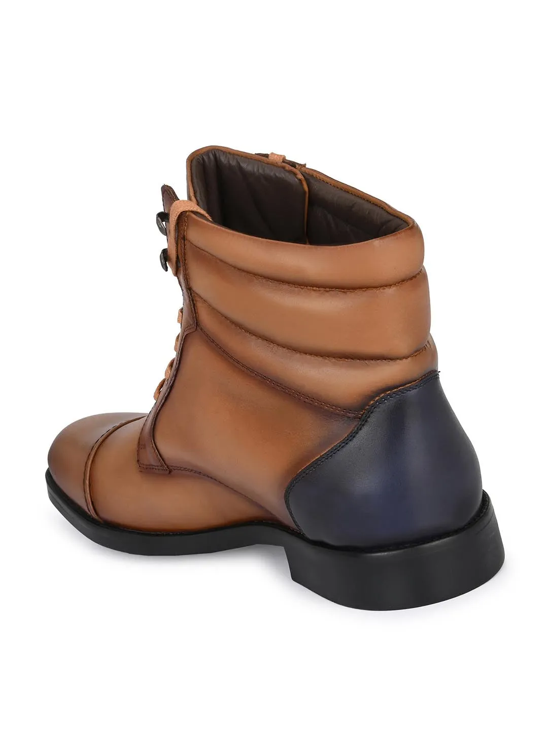 Hitz Men's Tan Leather Boots with Laces