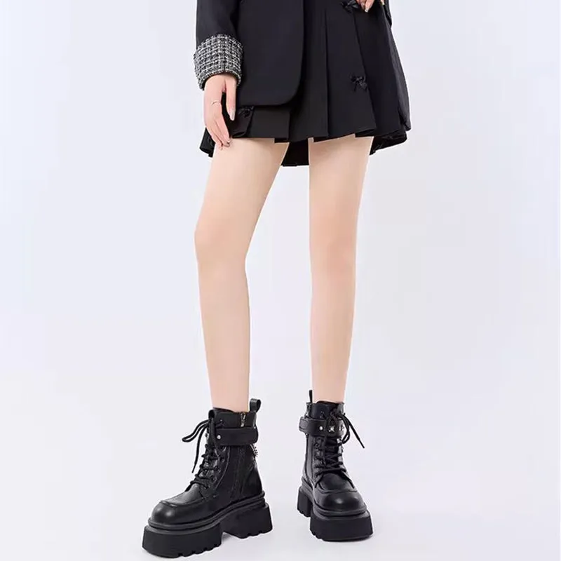 Round Toe Boots with Butterfly Chain Accent