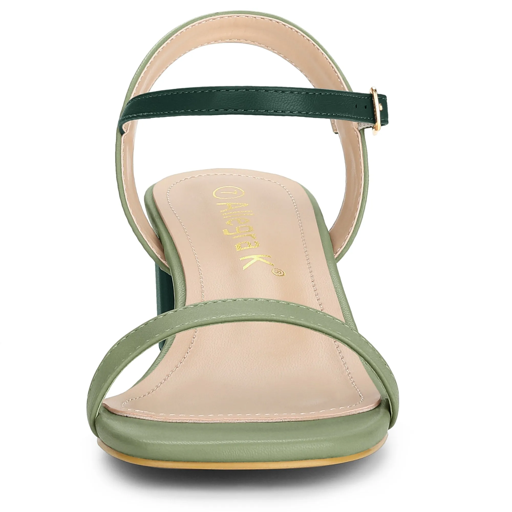 Square Open Toe Slingback Buckle Chunky Heel Sandals