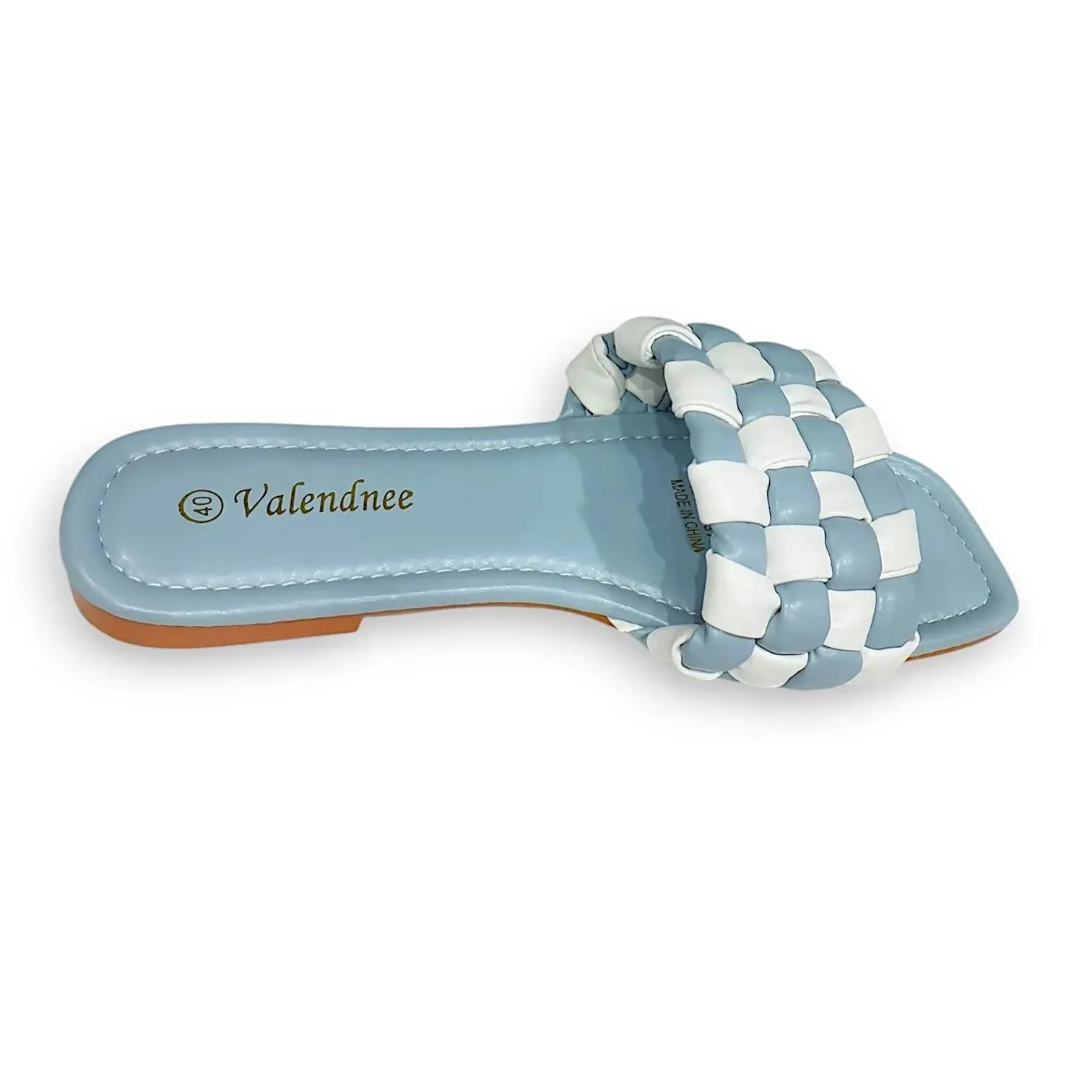 Valendnee Women's Two-Tone Braided Slide Sandal