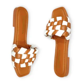 Valendnee Women's Two-Tone Braided Slide Sandal