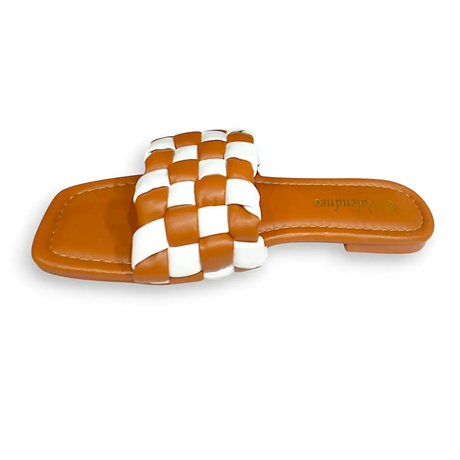Valendnee Women's Two-Tone Braided Slide Sandal