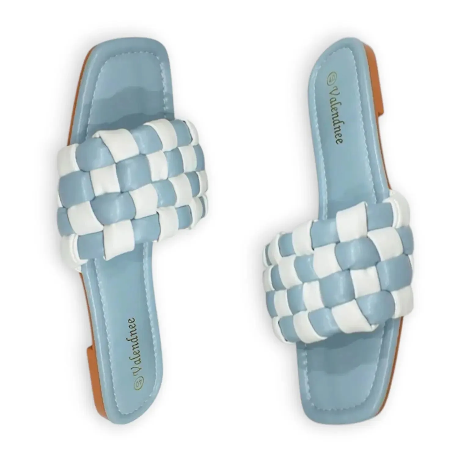 Valendnee Women's Two-Tone Braided Slide Sandal