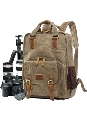 Waterproof Camera Backpack Canvas DSLR Photography Bag