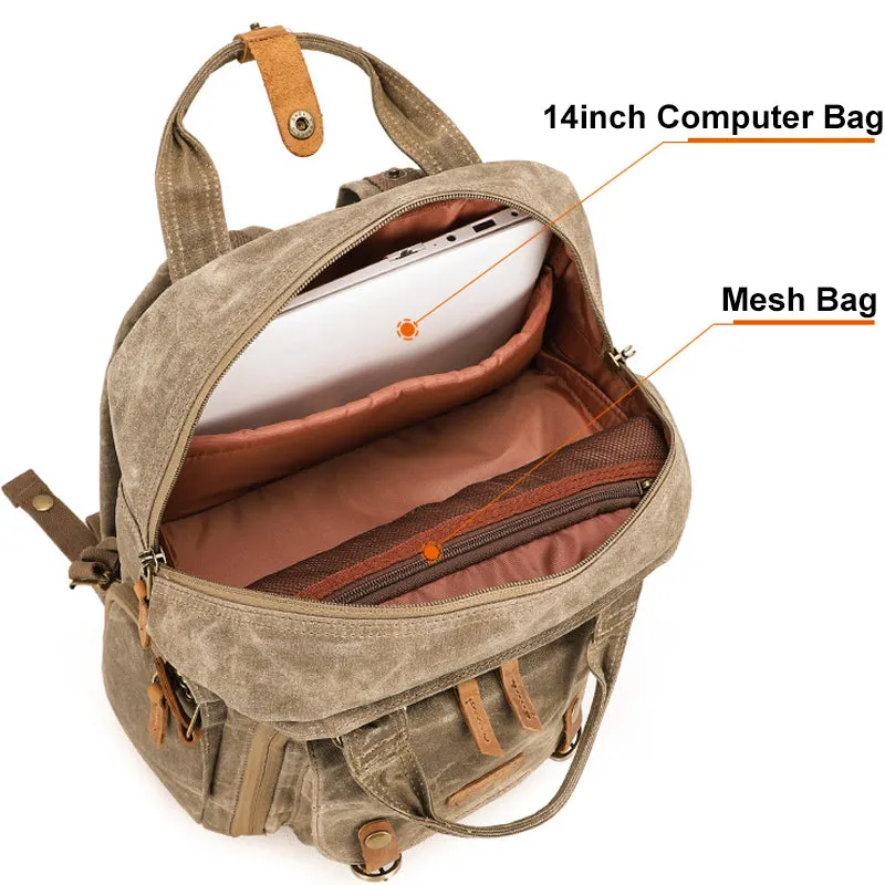 Waterproof Camera Backpack Canvas DSLR Photography Bag